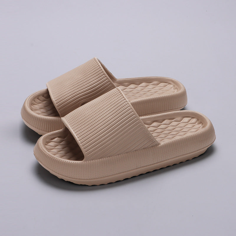 Summer EVA Slippers Solid Color Rhombus Stripe Anti-slip Slippers New Women's Home Shoes-World Bazaar Life