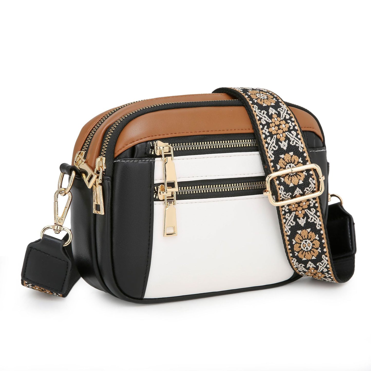 Two-Tone PU Leather Crossbody Bag – Stylish & Multi-Functional