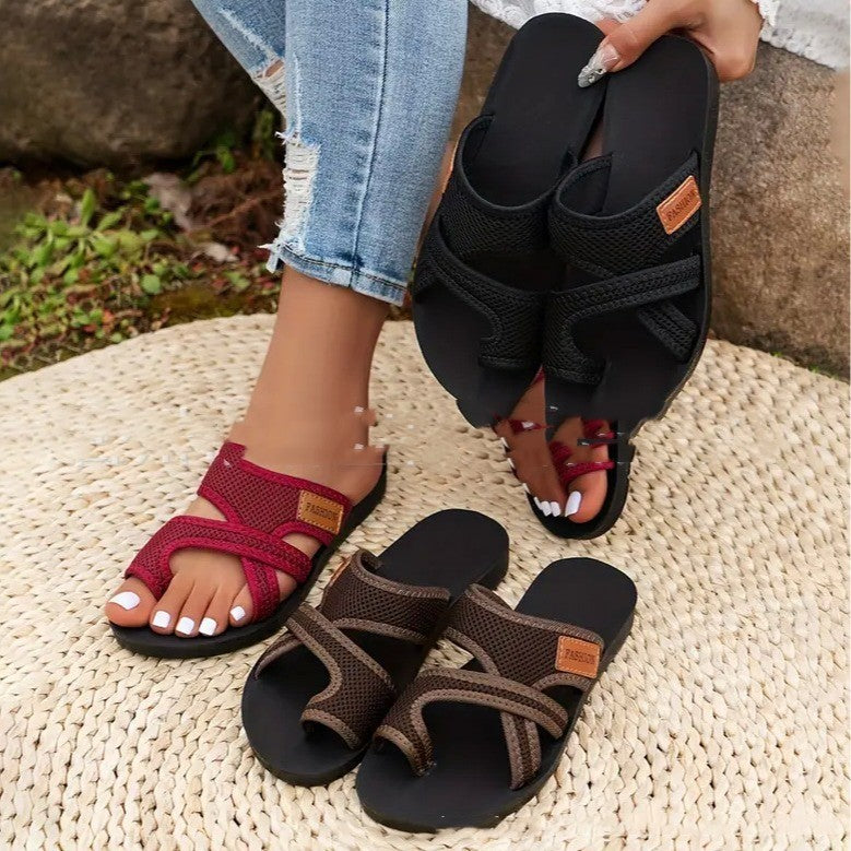 Summer New European And American Breathable Mesh Peep-toe Slippers-World Bazaar Life