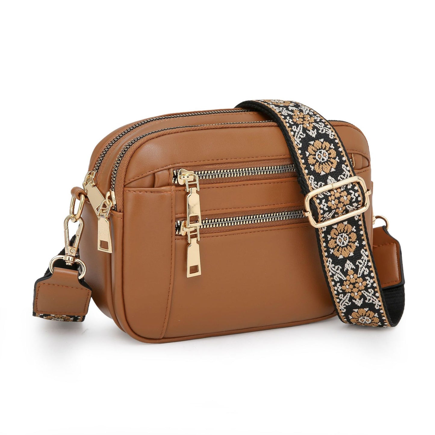 Two-Tone PU Leather Crossbody Bag – Stylish & Multi-Functional