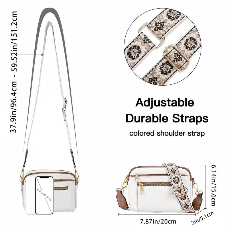 Two-Tone PU Leather Crossbody Bag – Stylish & Multi-Functional