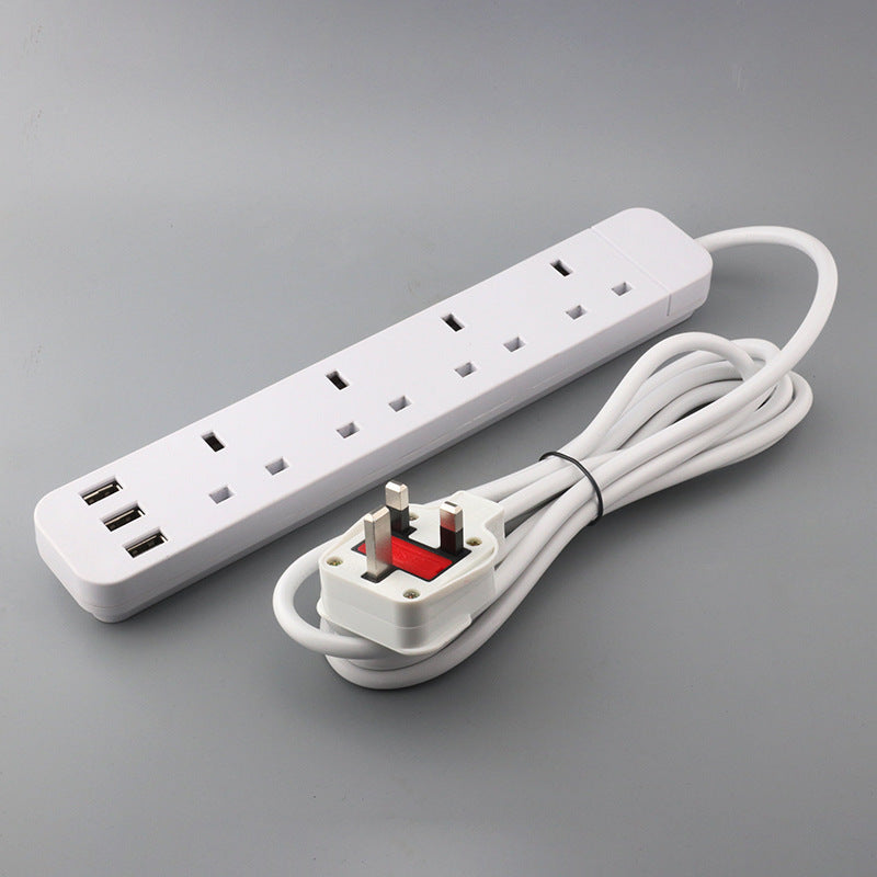 Power Strip With Extension Cable 13A British Standard