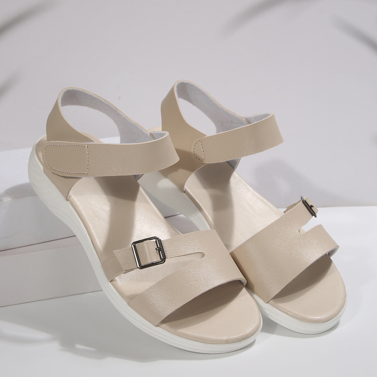 Fashion Velcro Wedge Flat Beach Sandals-World Bazaar Life