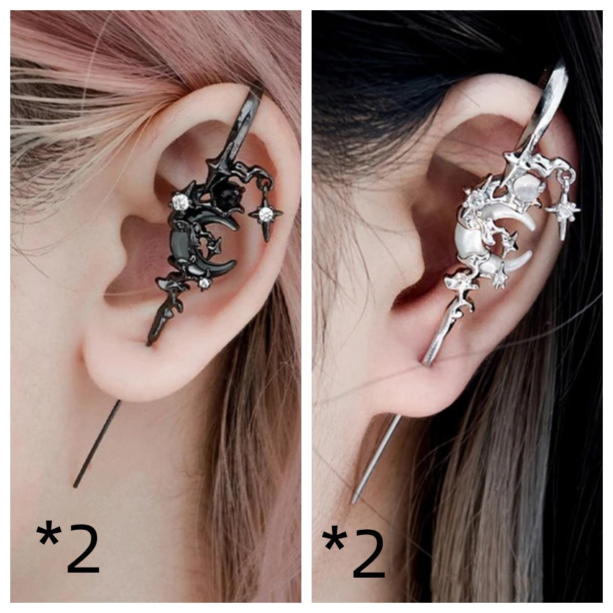 Creative Star Moon Diamond Geometric Stud Earrings – Fast Delivery