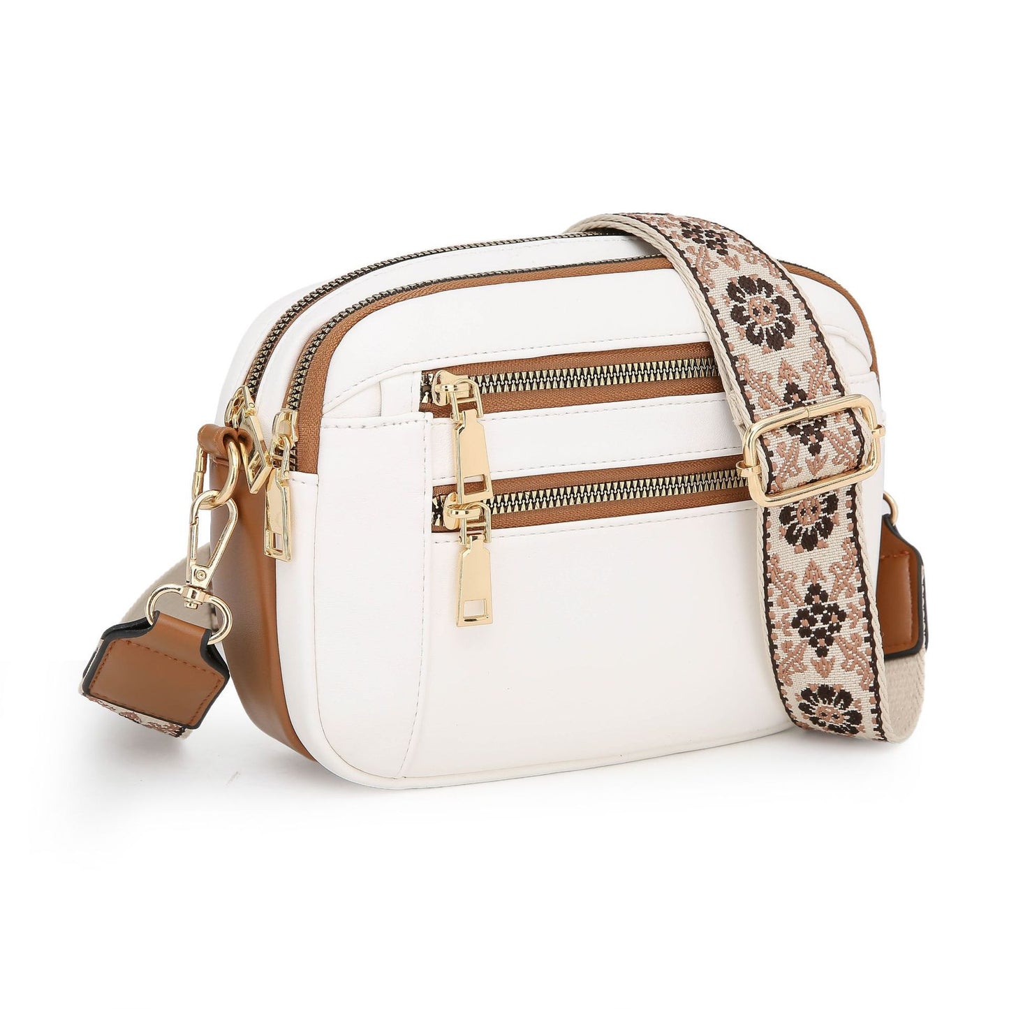 Two-Tone PU Leather Crossbody Bag – Stylish & Multi-Functional