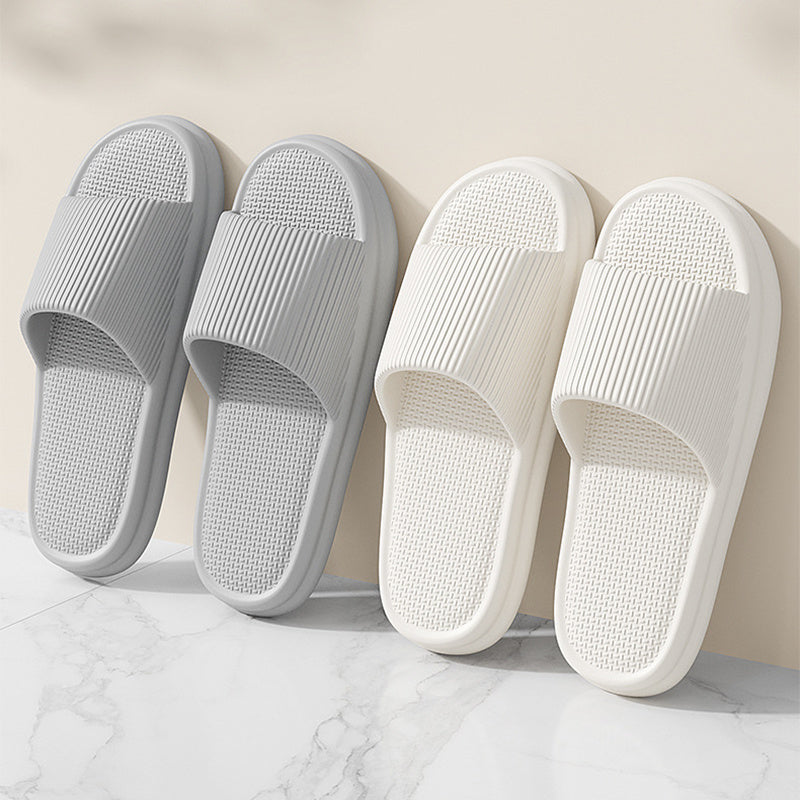 Striped Design Home Slippers For Women Men Soft Anti-slip Floor Bathroom Slippers Solid House Shoes-World Bazaar Life