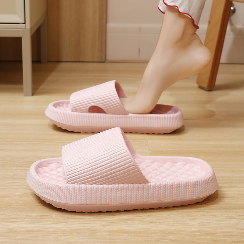 Summer EVA Slippers Solid Color Rhombus Stripe Anti-slip Slippers New Women's Home Shoes-World Bazaar Life