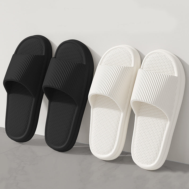 Striped Design Home Slippers For Women Men Soft Anti-slip Floor Bathroom Slippers Solid House Shoes-World Bazaar Life