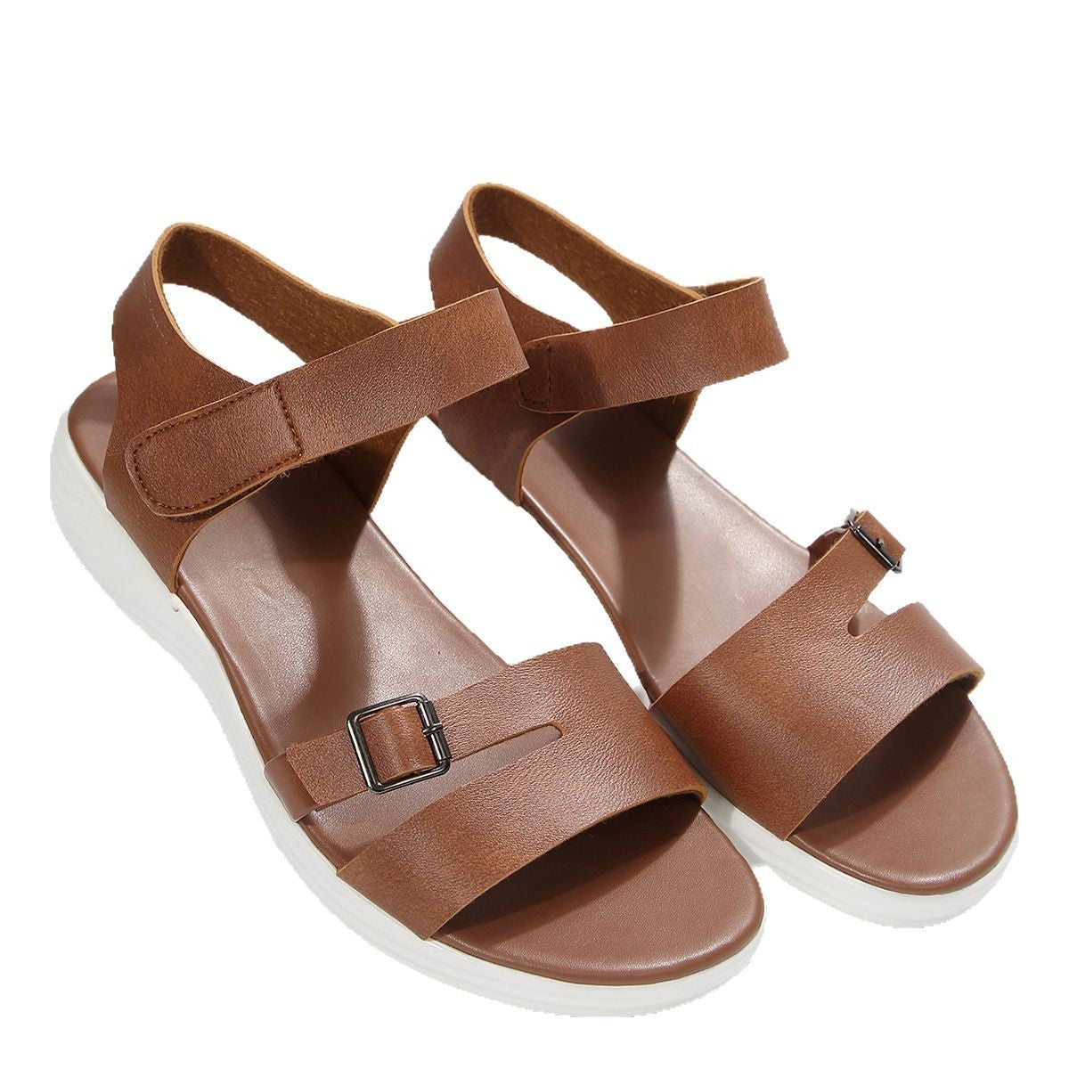 Fashion Velcro Wedge Flat Beach Sandals-World Bazaar Life
