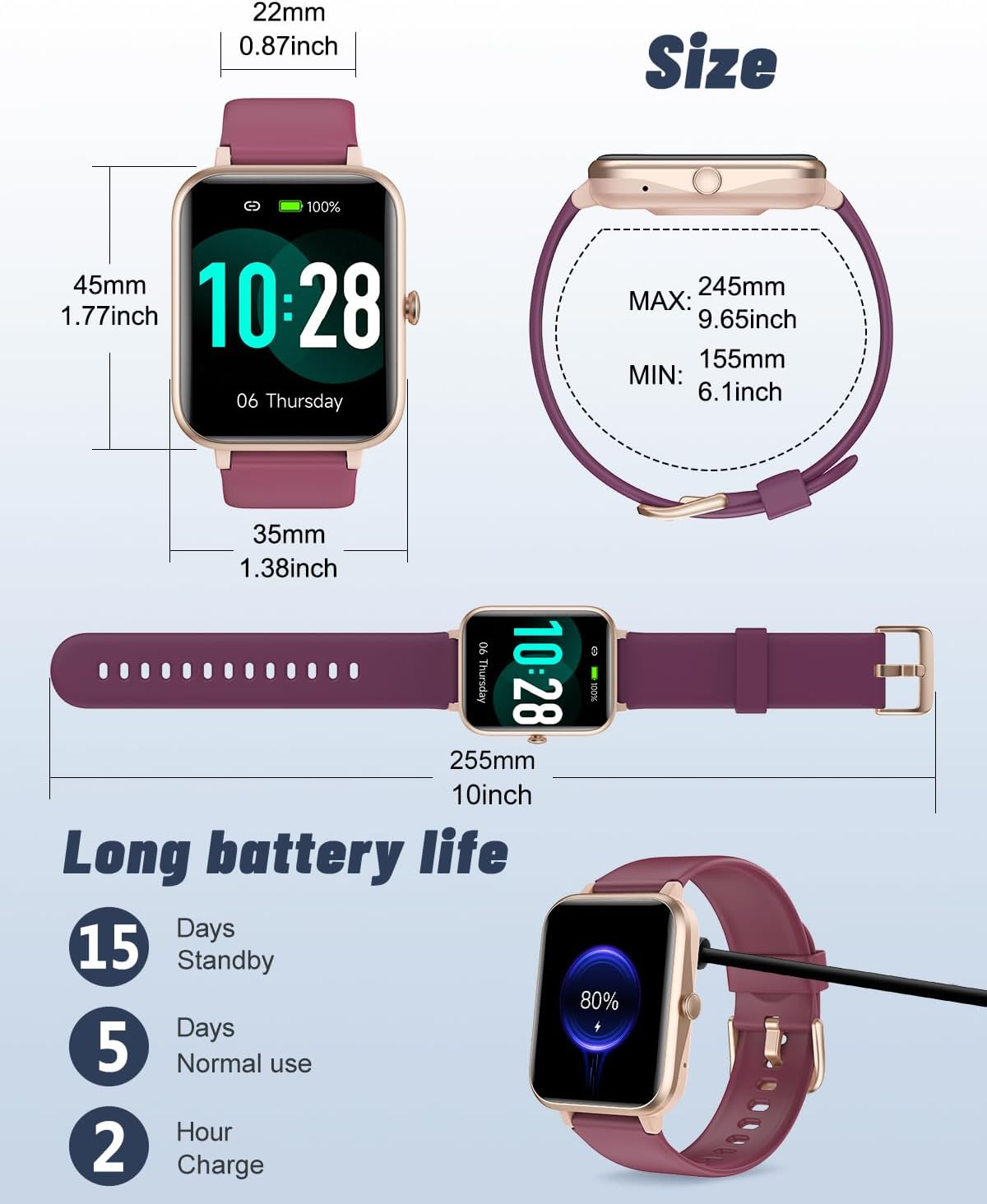 GRV Smart Watch for iOS and Android Phones (Answer/Make Calls), Watches for Women IP68 Waterproof Smartwatch Fitness Tracker Watch with Heart Rate/Sleep Monitor Steps Calories Counter (Pink)
