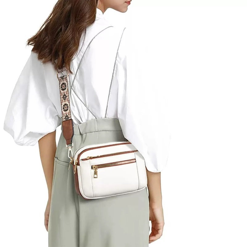 Two-Tone PU Leather Crossbody Bag – Stylish & Multi-Functional