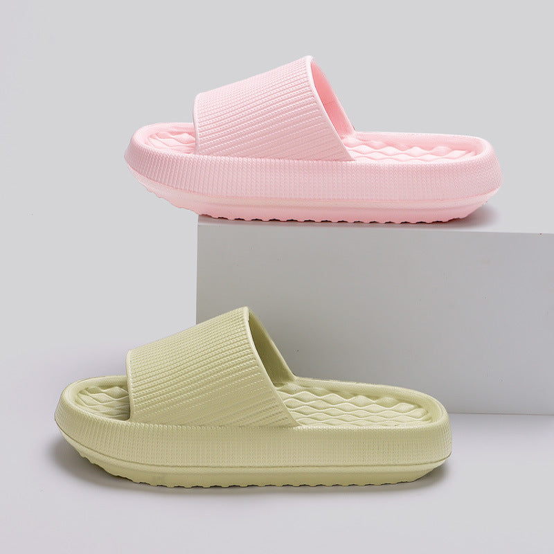 Summer EVA Slippers Solid Color Rhombus Stripe Anti-slip Slippers New Women's Home Shoes-World Bazaar Life