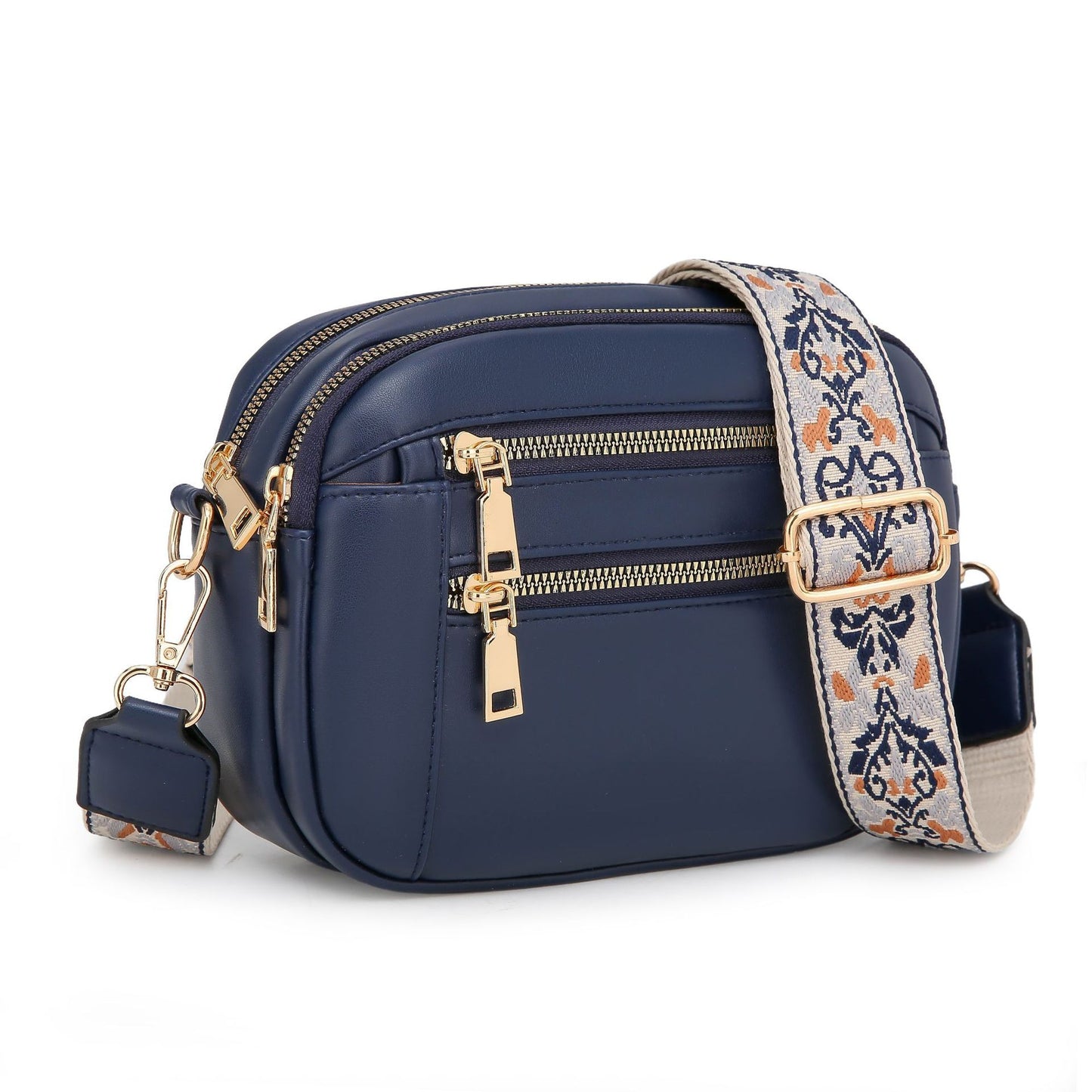 Two-Tone PU Leather Crossbody Bag – Stylish & Multi-Functional