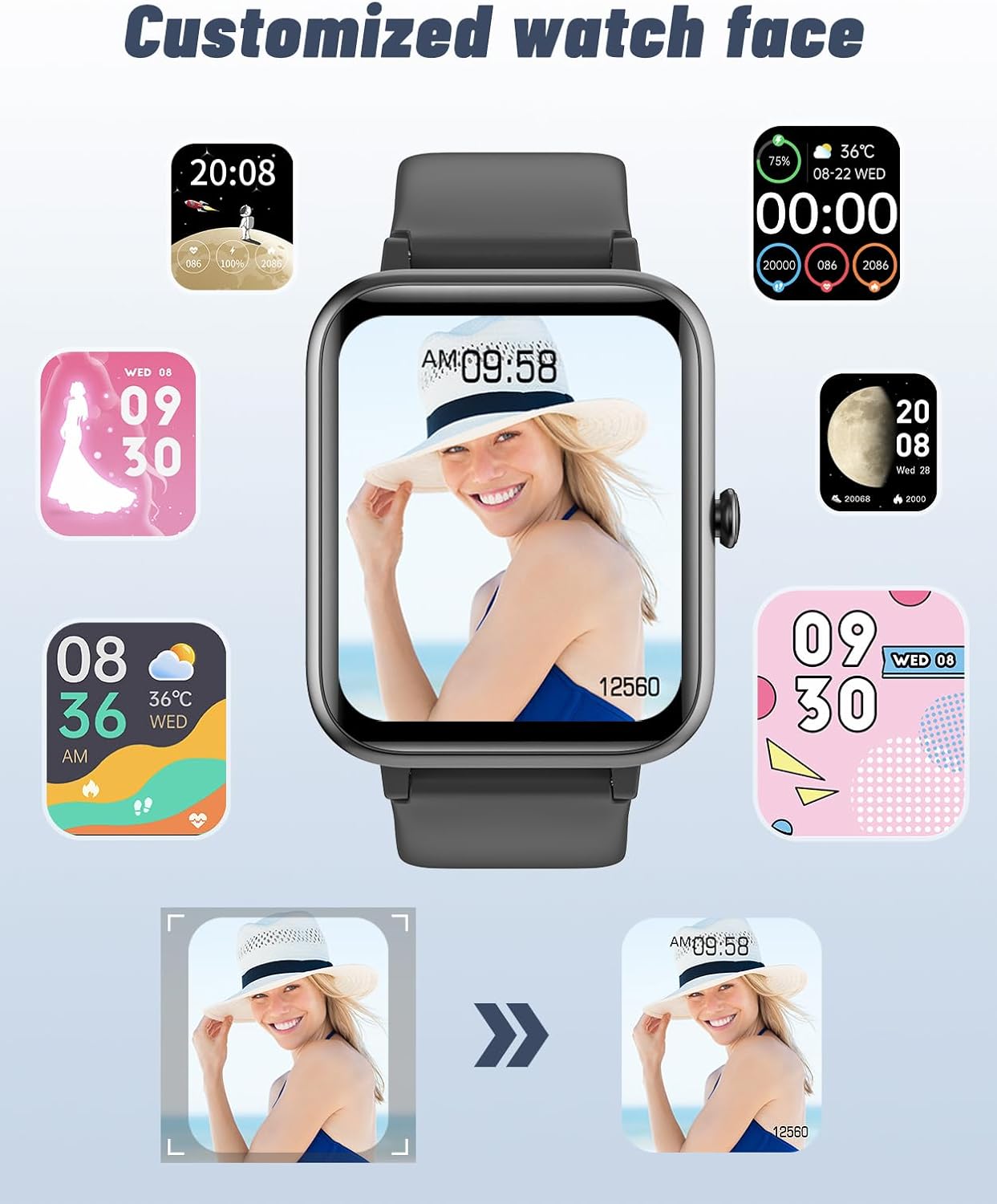 GRV Smart Watch for iOS and Android Phones (Answer/Make Calls), Watches for Women IP68 Waterproof Smartwatch Fitness Tracker Watch with Heart Rate/Sleep Monitor Steps Calories Counter (Pink)
