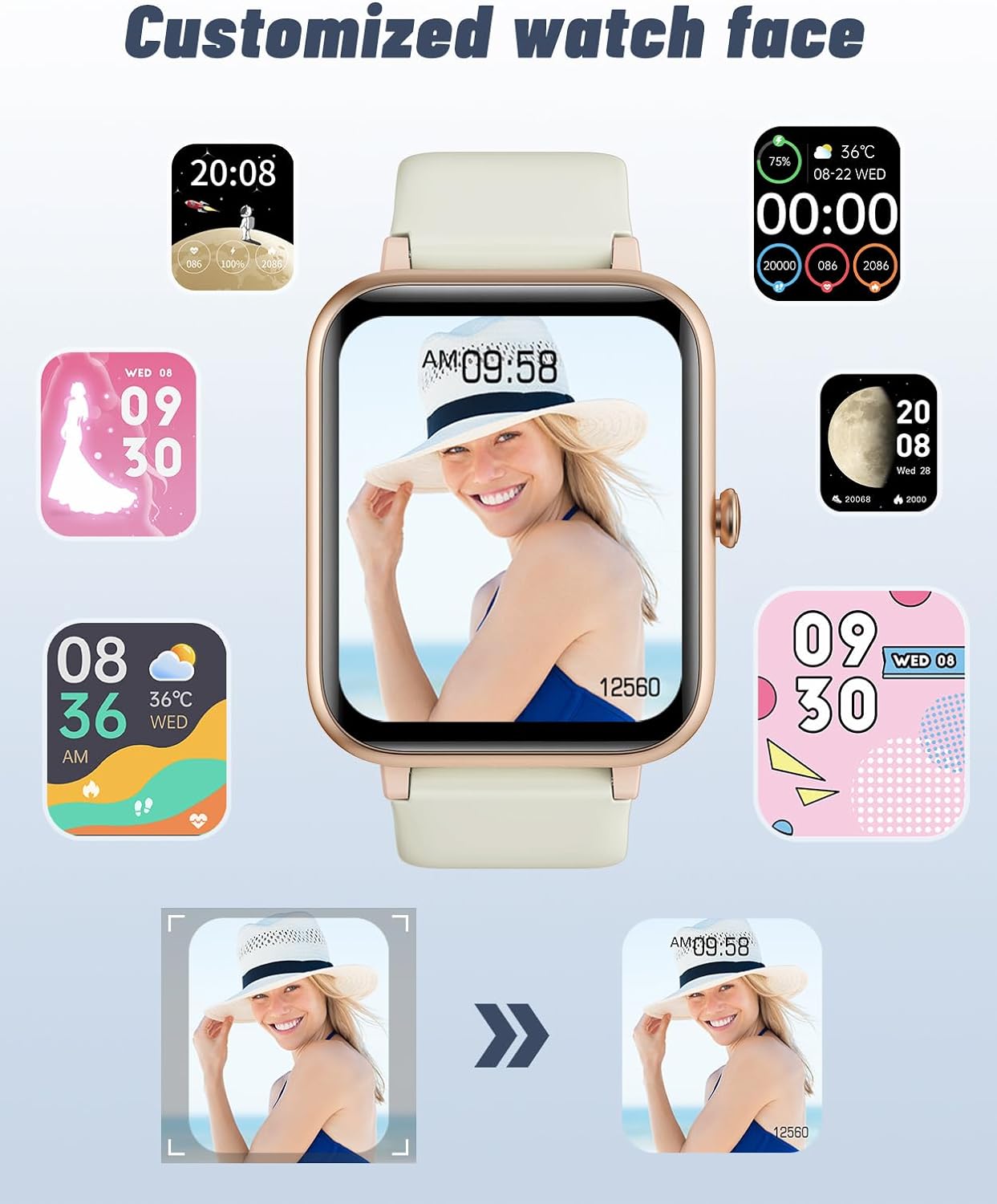GRV Smart Watch for iOS and Android Phones (Answer/Make Calls), Watches for Women IP68 Waterproof Smartwatch Fitness Tracker Watch with Heart Rate/Sleep Monitor Steps Calories Counter (Pink)