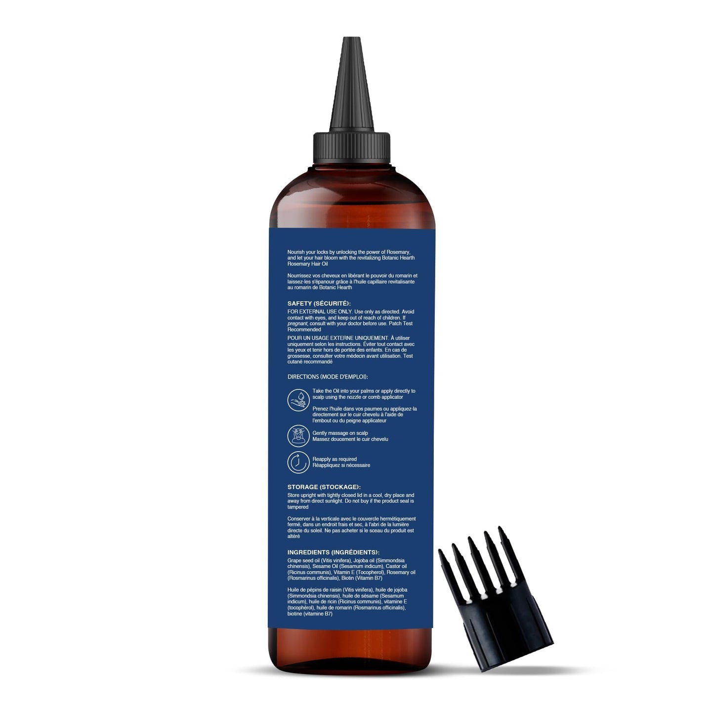 Botanic Hearth 100% Pure Rosemary Oil For Hair Growth (6.7 fl oz) Infused With Biotin, Jojoba & castor Oil | Nourishing & Volumizing | Non GMO Verified