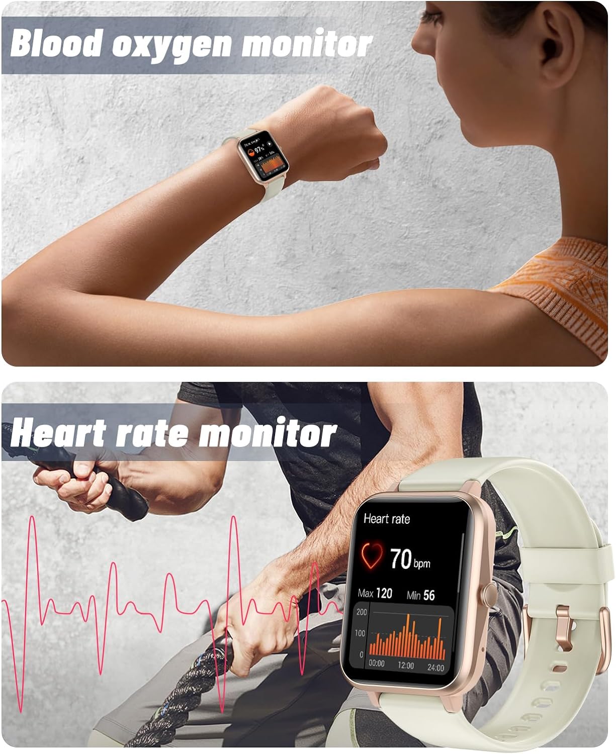 GRV Smart Watch for iOS and Android Phones (Answer/Make Calls), Watches for Women IP68 Waterproof Smartwatch Fitness Tracker Watch with Heart Rate/Sleep Monitor Steps Calories Counter (Pink)