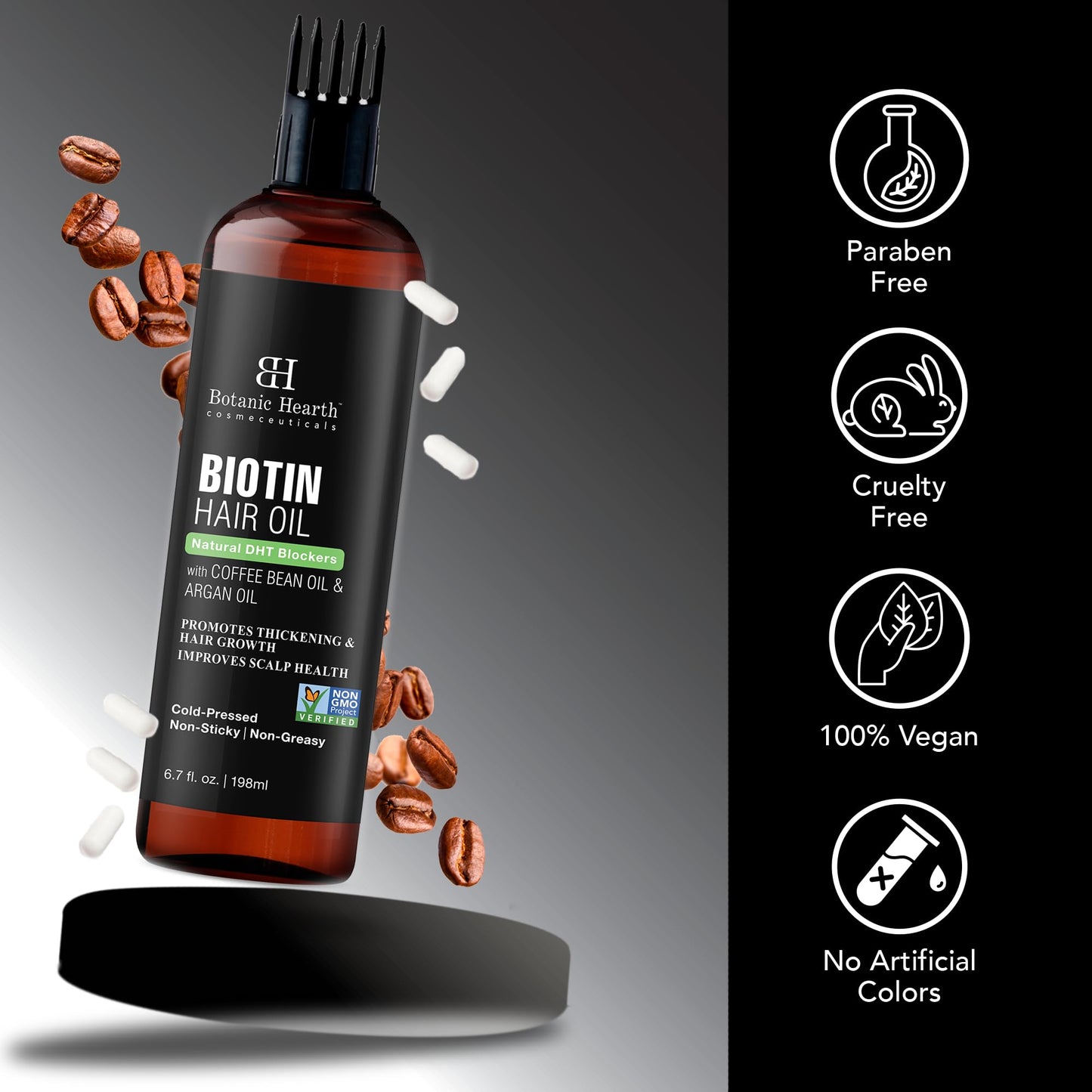 Botanic Hearth 100% Pure Rosemary Oil For Hair Growth (6.7 fl oz) Infused With Biotin, Jojoba & castor Oil | Nourishing & Volumizing | Non GMO Verified