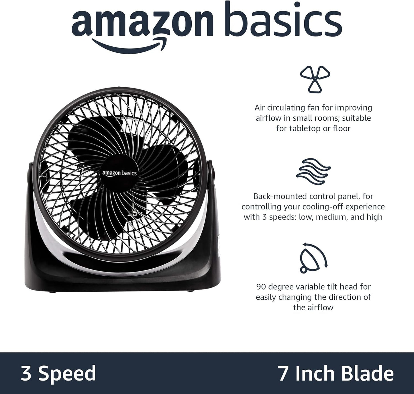 Compact Air Circulator Fan – Black.