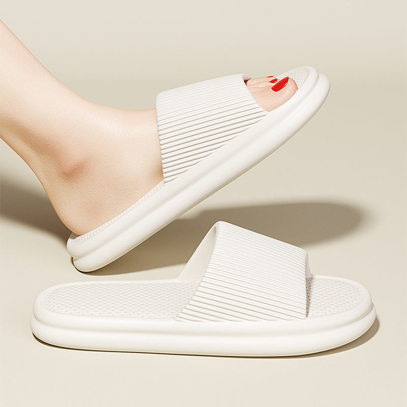 Striped Design Home Slippers For Women Men Soft Anti-slip Floor Bathroom Slippers Solid House Shoes-World Bazaar Life