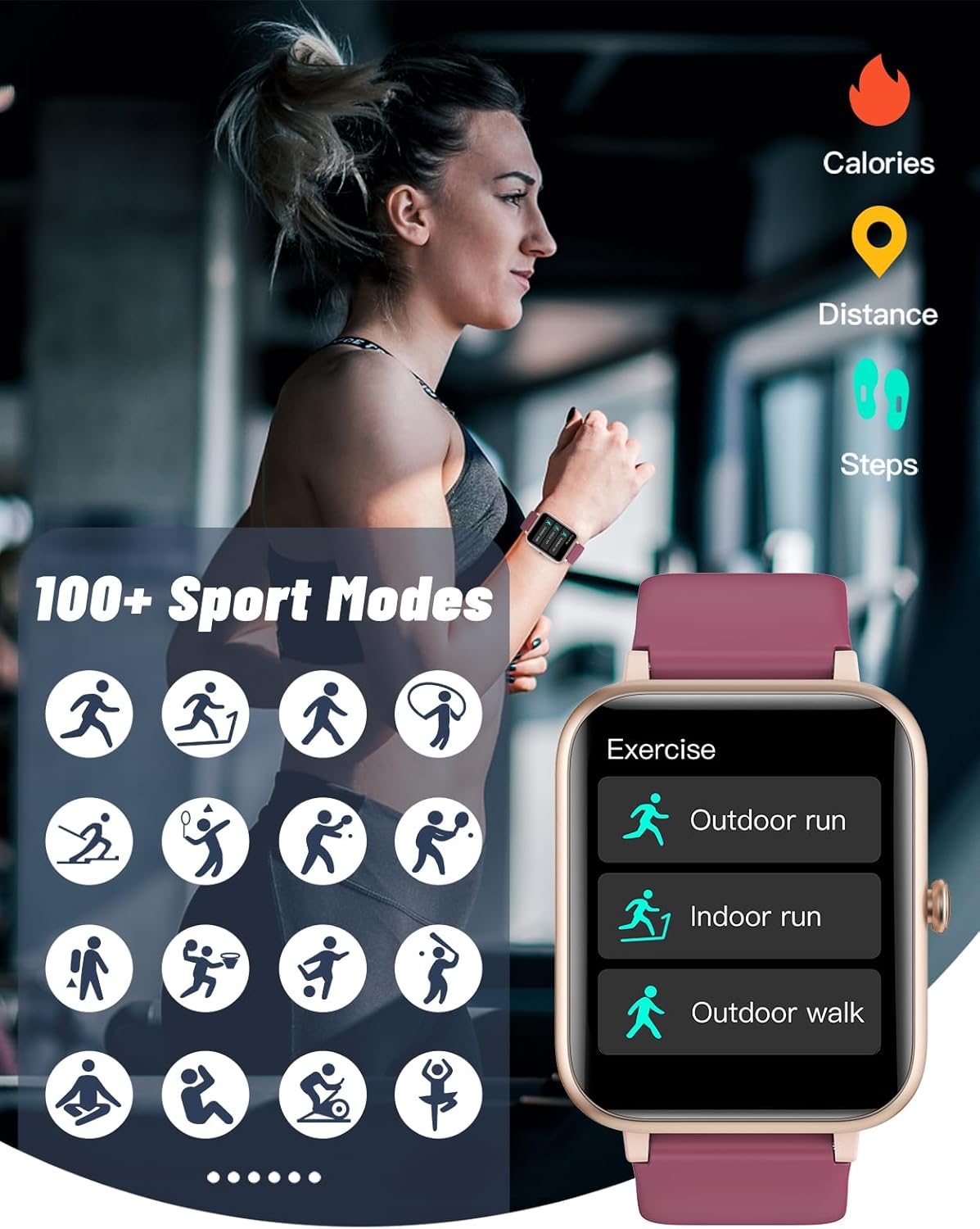 GRV Smart Watch for iOS and Android Phones (Answer/Make Calls), Watches for Women IP68 Waterproof Smartwatch Fitness Tracker Watch with Heart Rate/Sleep Monitor Steps Calories Counter (Pink)