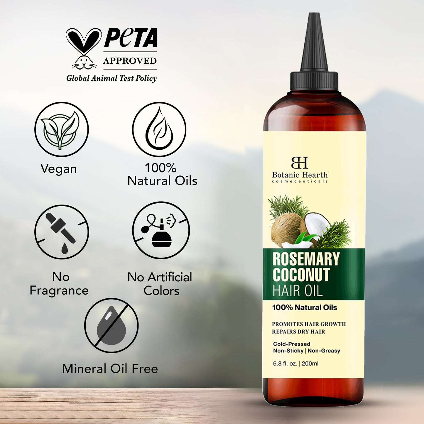 Botanic Hearth 100% Pure Rosemary Oil For Hair Growth (6.7 fl oz) Infused With Biotin, Jojoba & castor Oil | Nourishing & Volumizing | Non GMO Verified