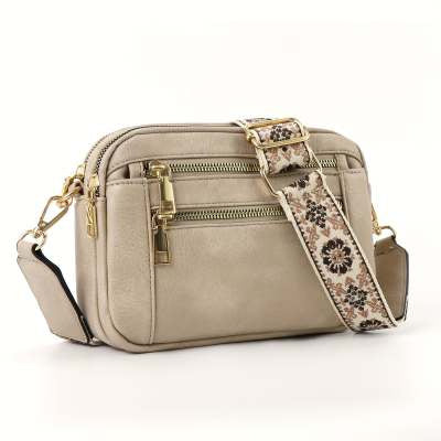Two-Tone PU Leather Crossbody Bag – Stylish & Multi-Functional