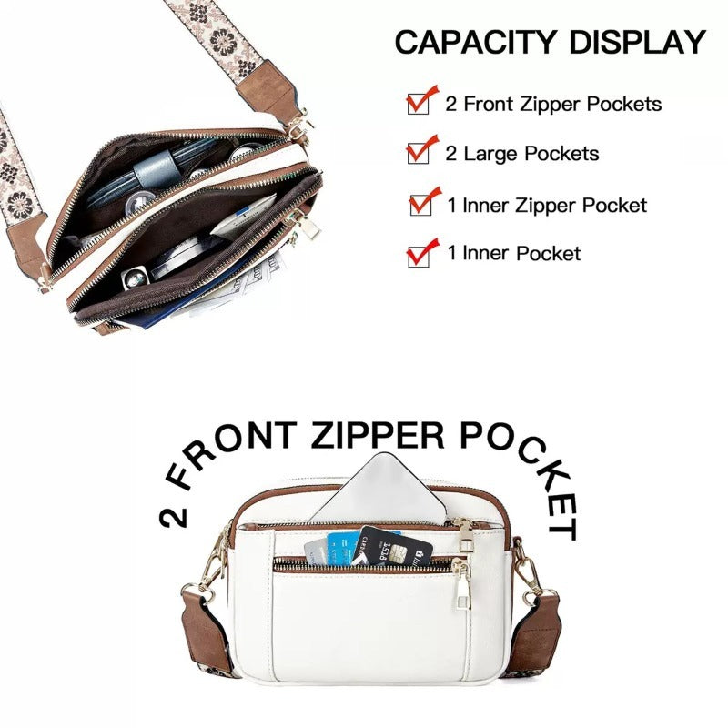 Two-Tone PU Leather Crossbody Bag – Stylish & Multi-Functional