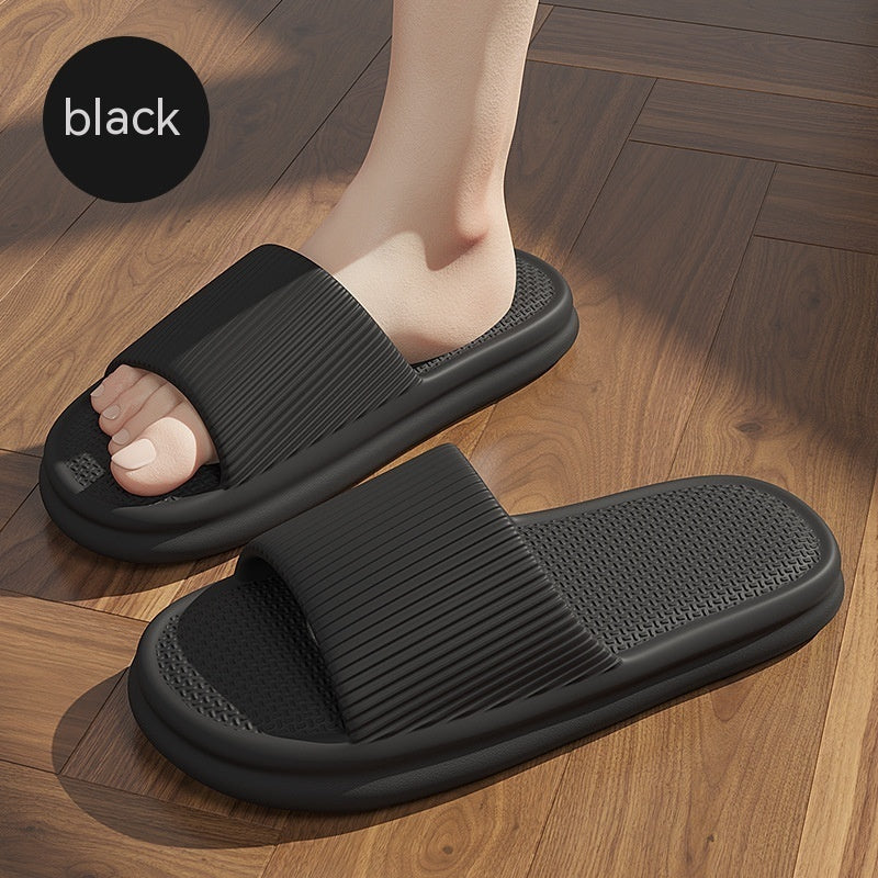 Striped Design Home Slippers For Women Men Soft Anti-slip Floor Bathroom Slippers Solid House Shoes-World Bazaar Life