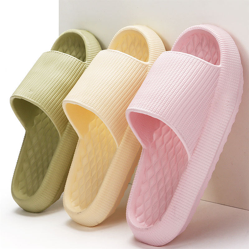 Summer EVA Slippers Solid Color Rhombus Stripe Anti-slip Slippers New Women's Home Shoes-World Bazaar Life