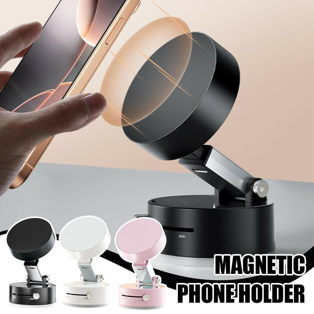 Foldable Magnetic Vacuum Car Phone Holder Foldable Suction Cup With Suction Cup Hands-Free Navigation For Smart Phone - World Bazaar Life