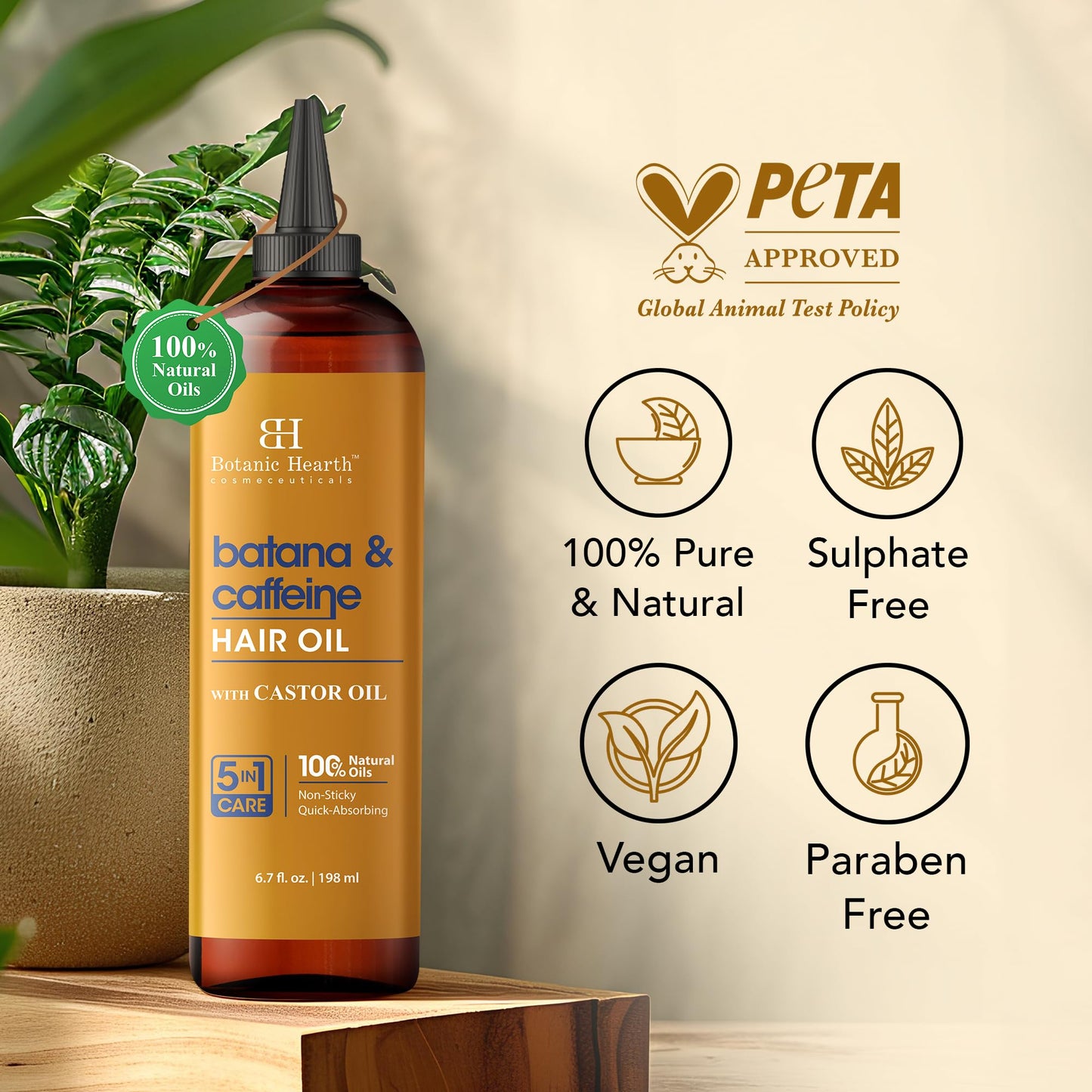 Botanic Hearth 100% Pure Rosemary Oil For Hair Growth (6.7 fl oz) Infused With Biotin, Jojoba & castor Oil | Nourishing & Volumizing | Non GMO Verified