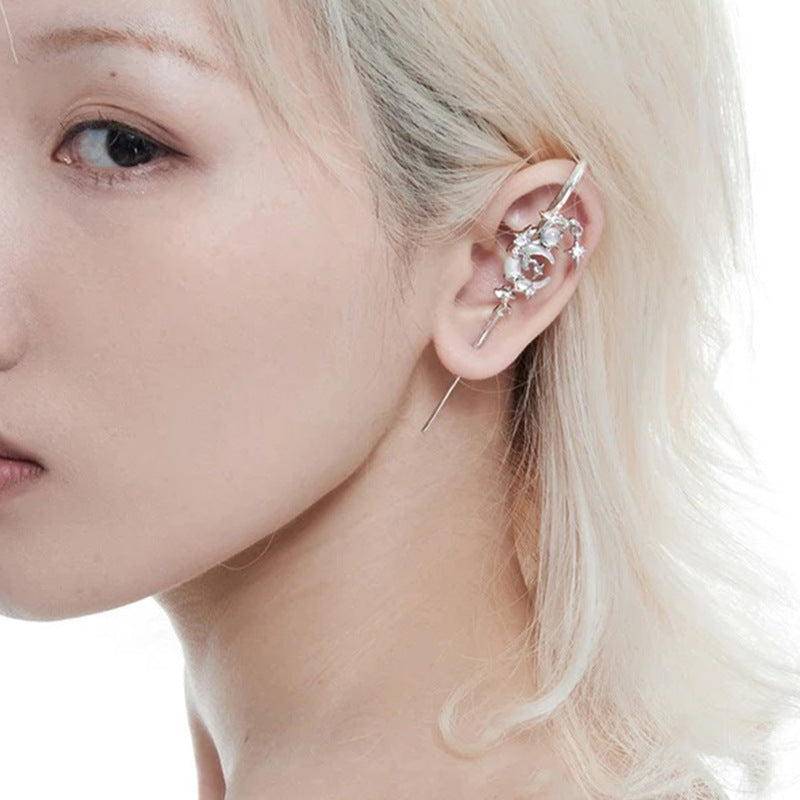 Creative Star Moon Diamond Geometric Stud Earrings – Fast Delivery