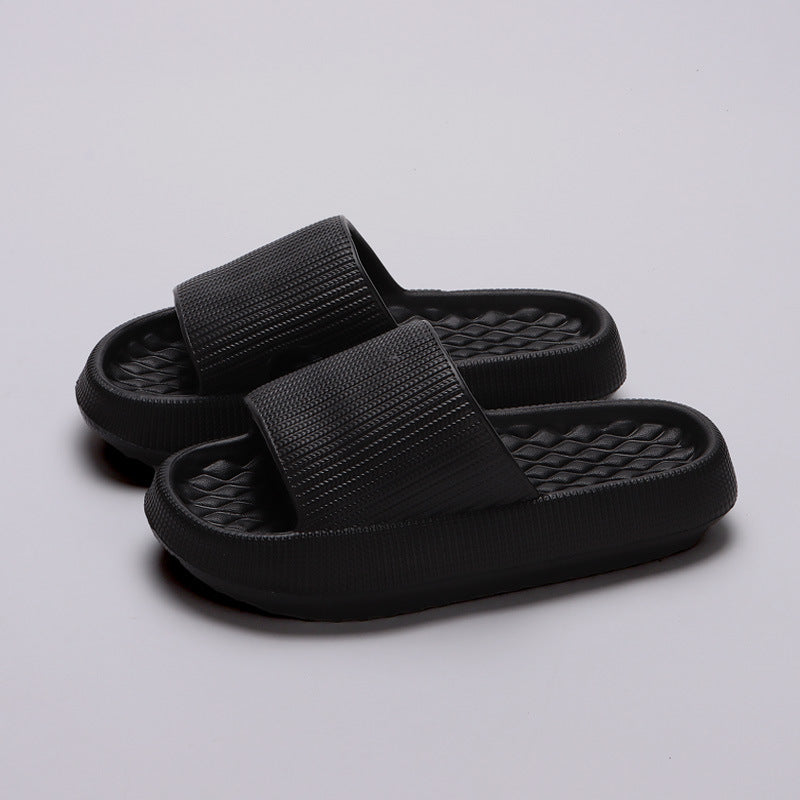 Summer EVA Slippers Solid Color Rhombus Stripe Anti-slip Slippers New Women's Home Shoes-World Bazaar Life