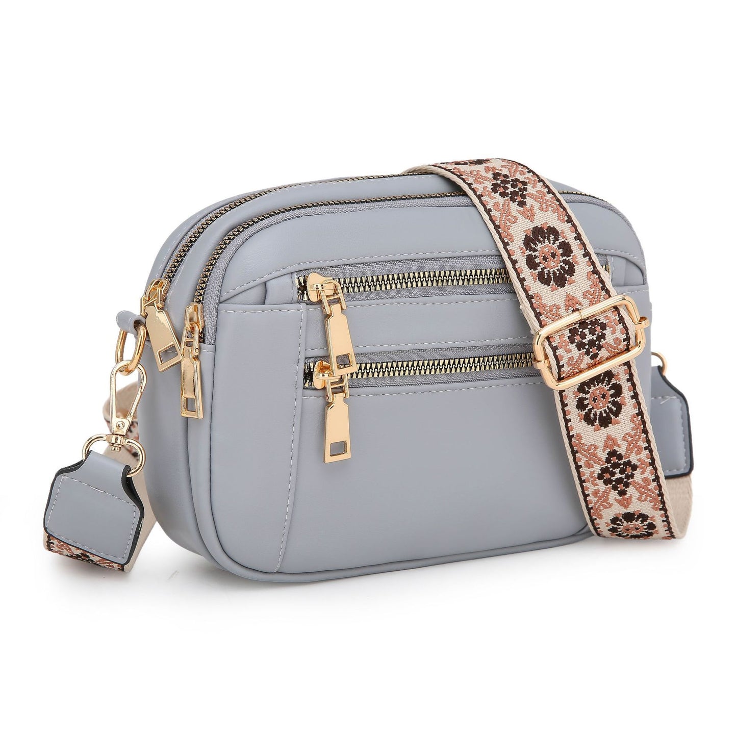 Two-Tone PU Leather Crossbody Bag – Stylish & Multi-Functional