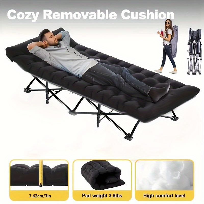 Black Heavy Duty Foldable Camp Cot with Bag – Portable & Durable