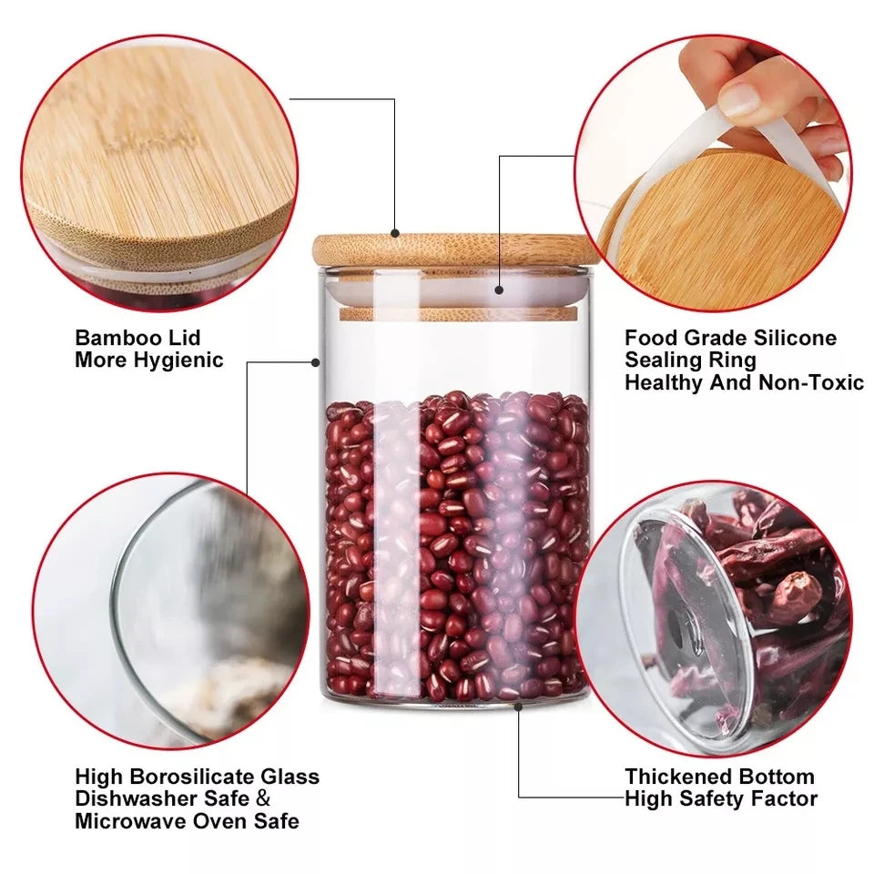 Glass Cereal Storage Jars – Sealed Kitchen Food Containers-World Bazaar Life