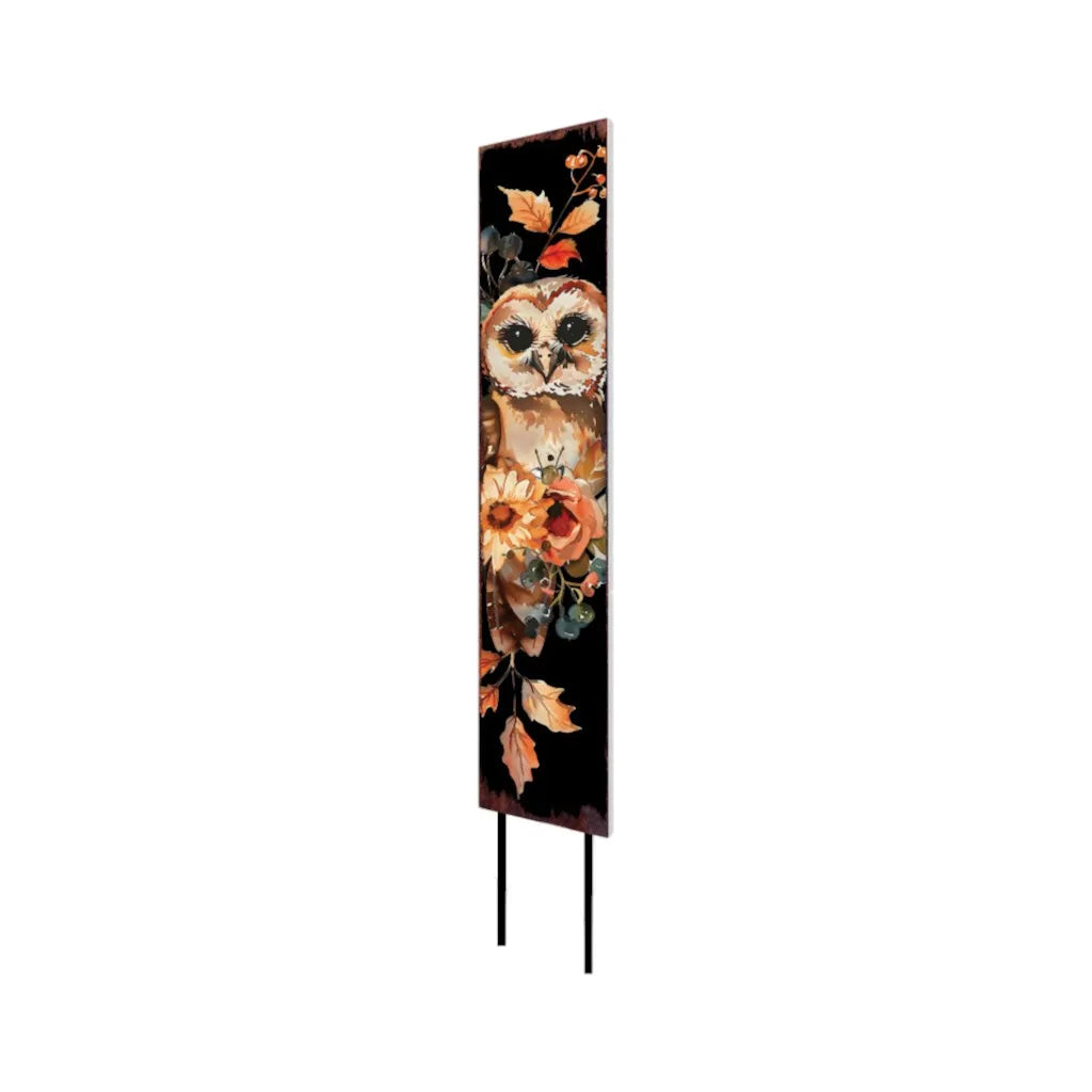 HMS 42\" Solid Wood Birds Garden Stake with White and Brown Floral Bouquet Elegant Outdoor Ornament