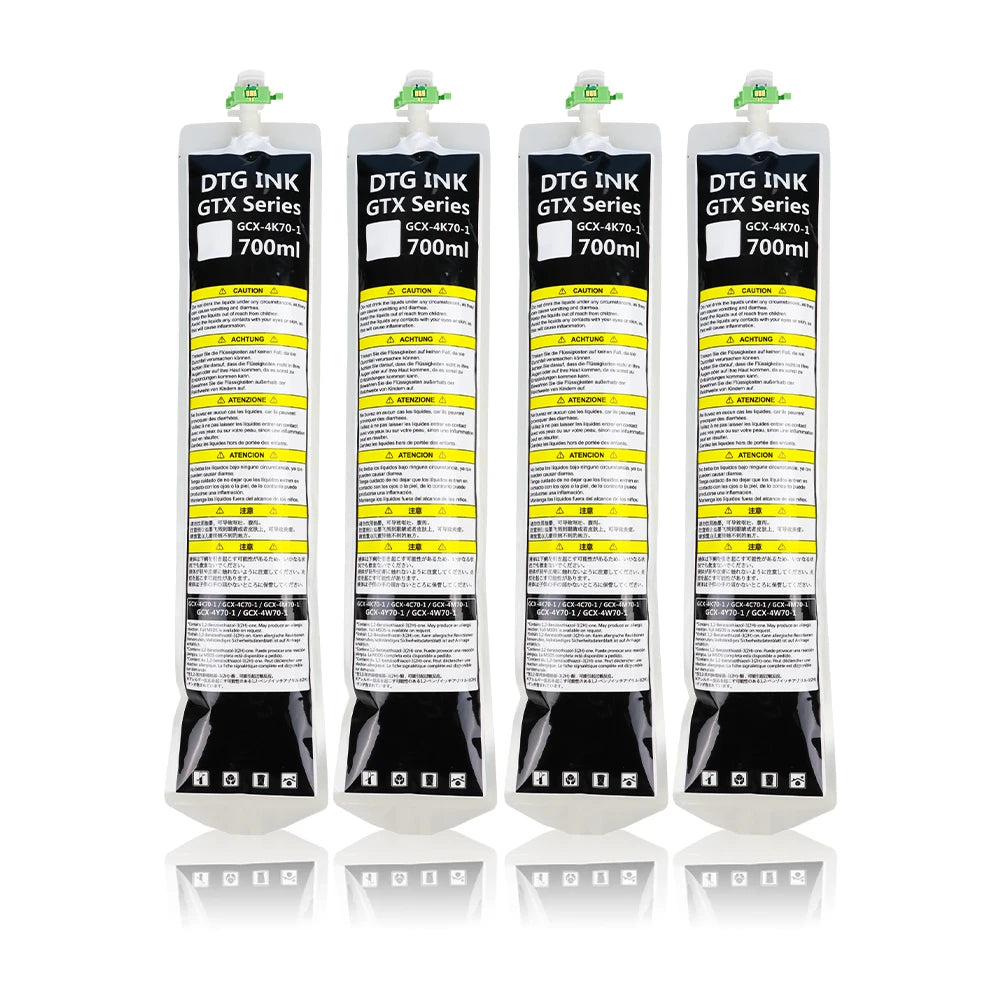 Eco Friendly GTX Ink Bags with Chip 700ml Ultra White Coverage Skin Safe for Brother GTX Printer 600 400 422 423 424 425 600