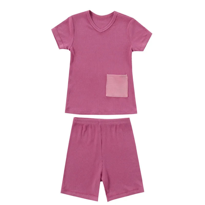 AS Kids Pajamas Children Sleepwear Short Sleeve Casual Sets Baby Boys Girls Clothes Cotton Nightwear Kids Clothing-World Bazaar Life
