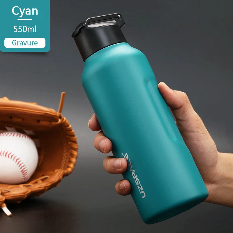 Stainless Steel Thermal Bottle - 2 Lids, Straw & Portable-World Bazaar Life