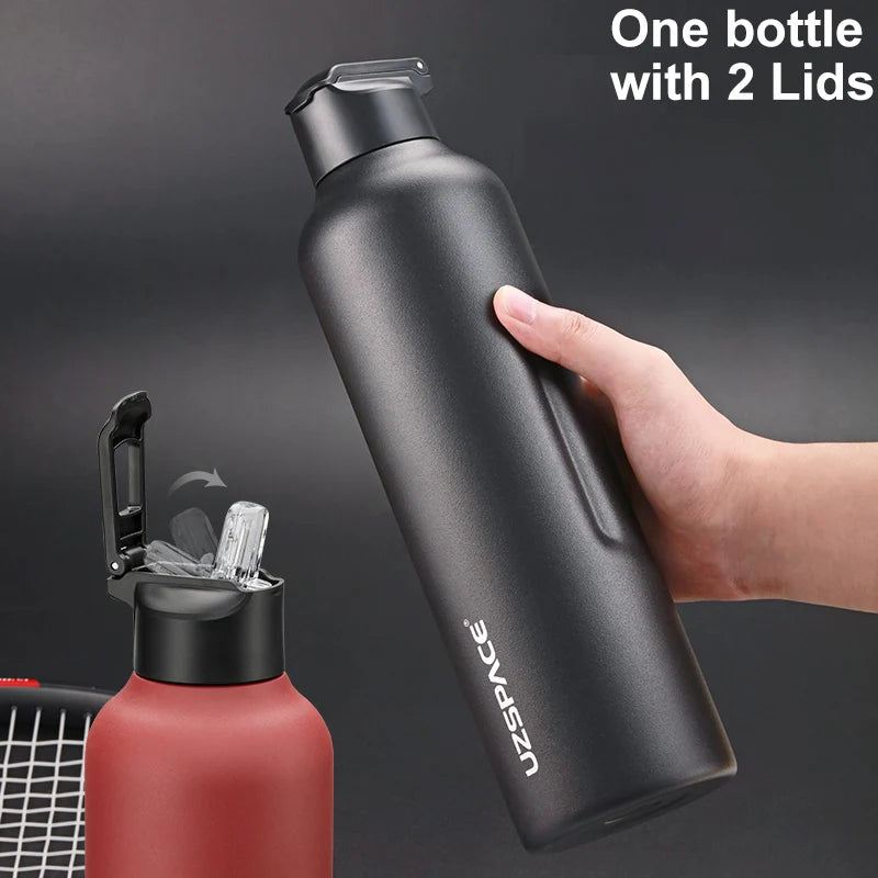 Stainless Steel Thermal Bottle - 2 Lids, Straw & Portable-World Bazaar Life