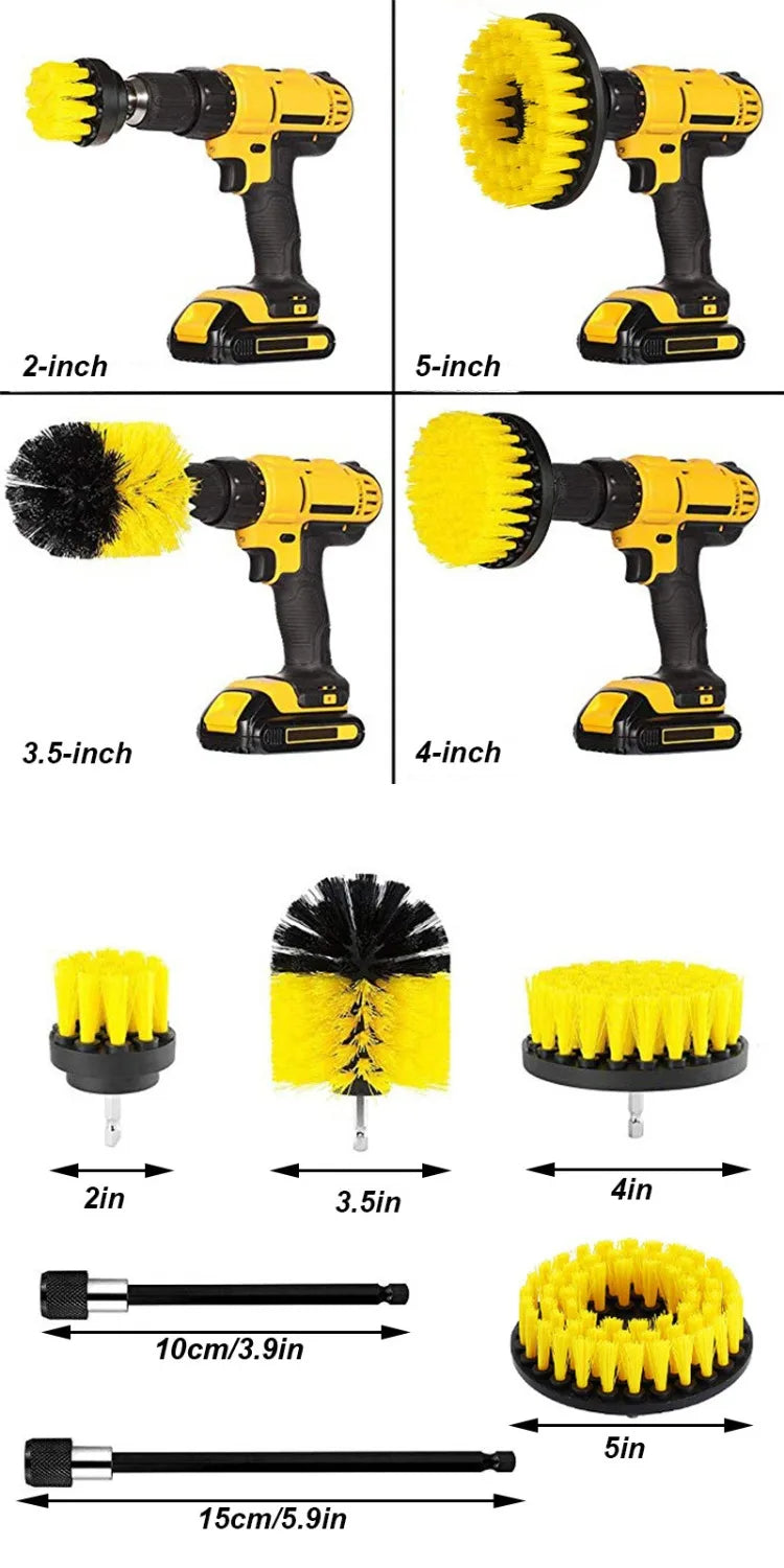UNTIOR Electric Drill Brush Kit Power Scrubber Brush Attachments Set Scrub Wash Brushes Tools for Car Floor Tires Toilet Cleanin-World Bazaar Life