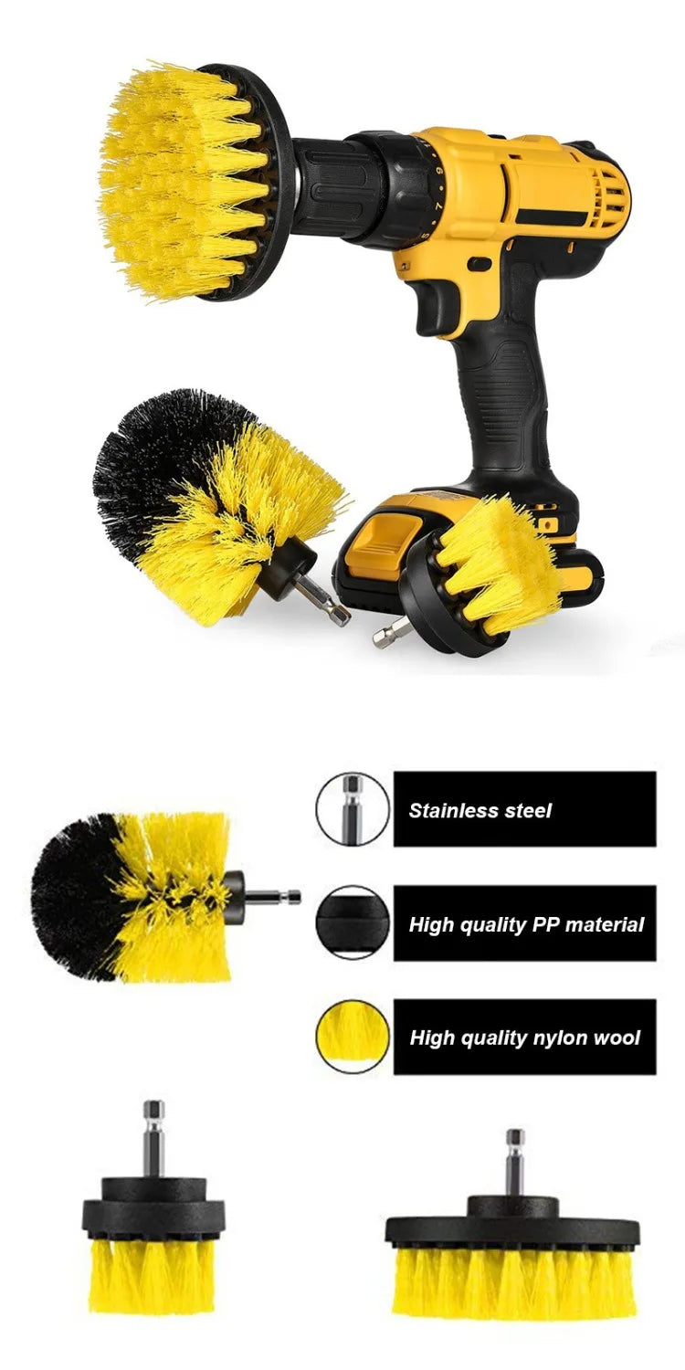 UNTIOR Electric Drill Brush Kit Power Scrubber Brush Attachments Set Scrub Wash Brushes Tools for Car Floor Tires Toilet Cleanin-World Bazaar Life