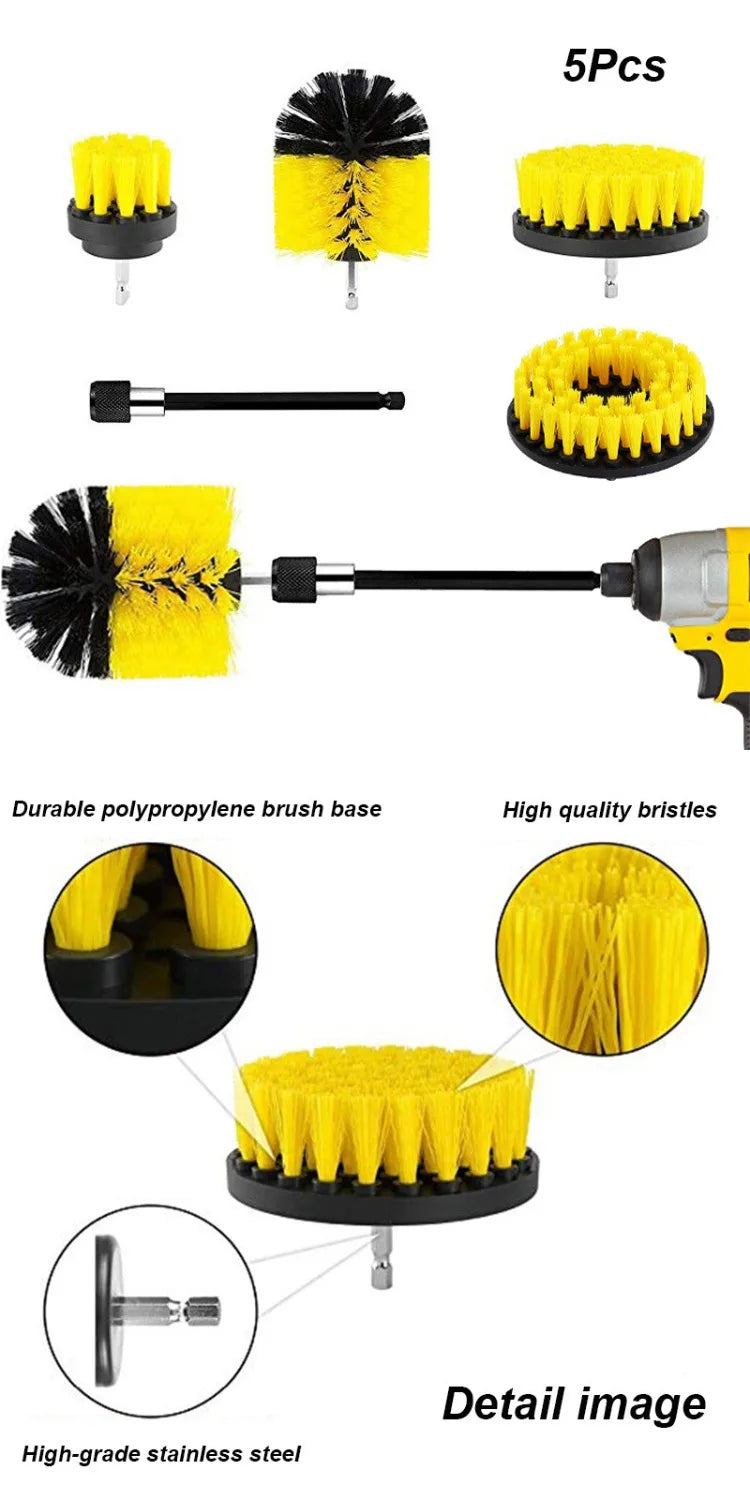 UNTIOR Electric Drill Brush Kit Power Scrubber Brush Attachments Set Scrub Wash Brushes Tools for Car Floor Tires Toilet Cleanin-World Bazaar Life