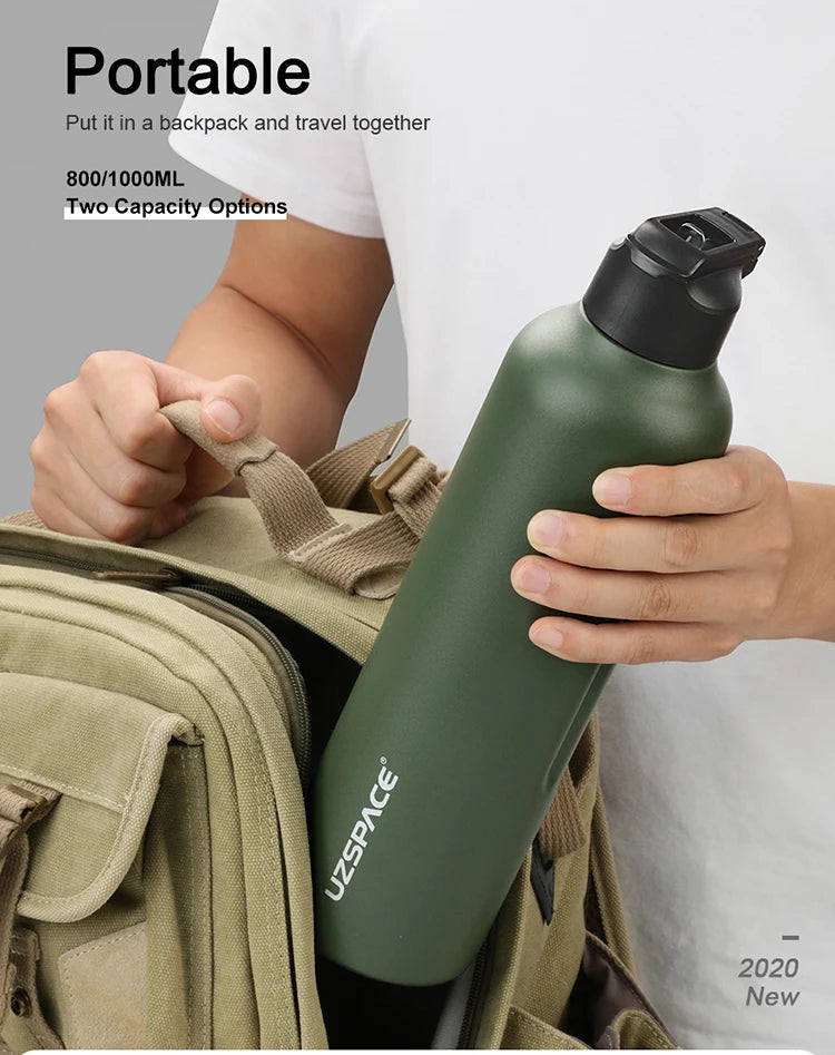 Stainless Steel Thermal Bottle - 2 Lids, Straw & Portable-World Bazaar Life