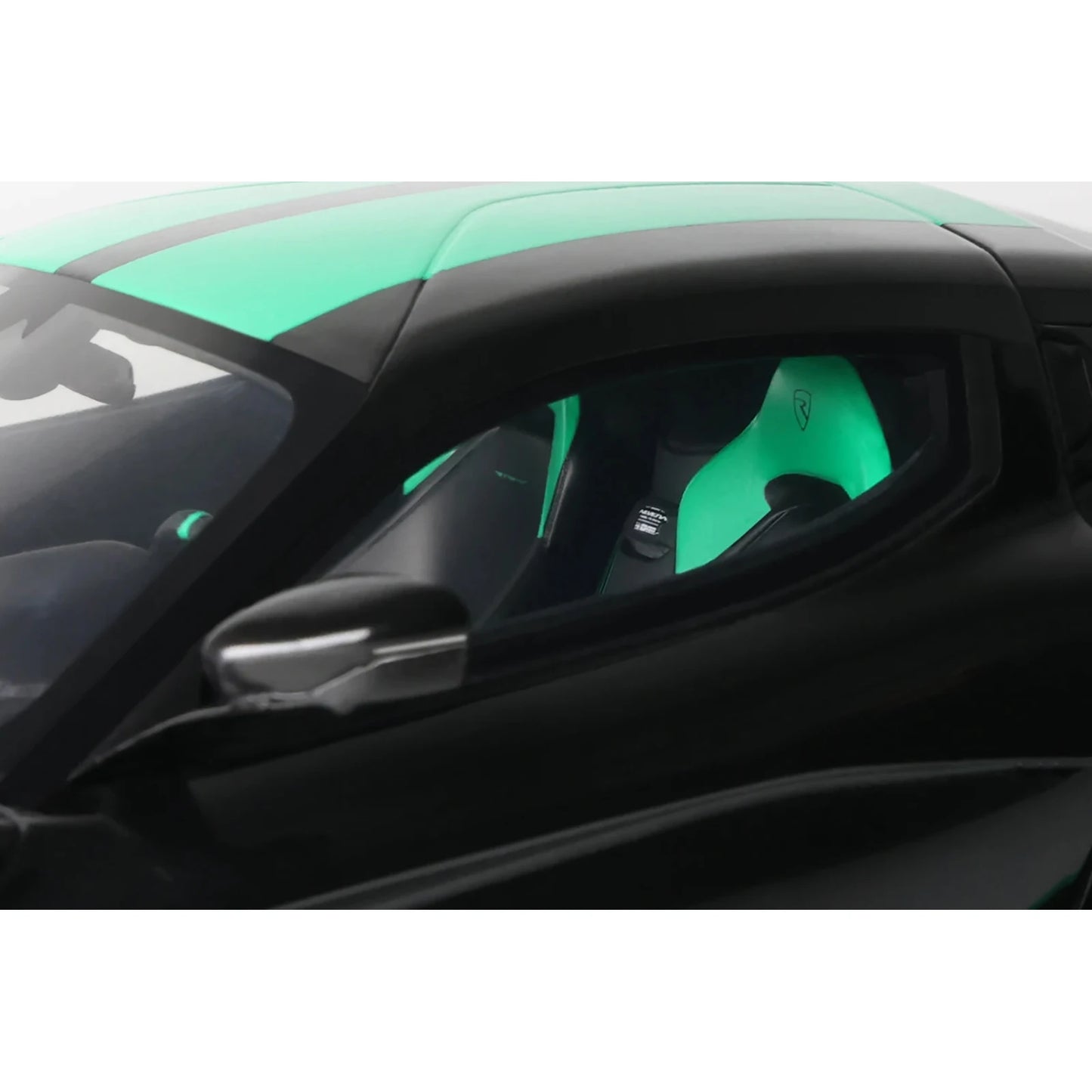 DCD 2023 Rimac Nevera 1/18 Model Diecast Toy Black with Green Stripes by GT Spirit