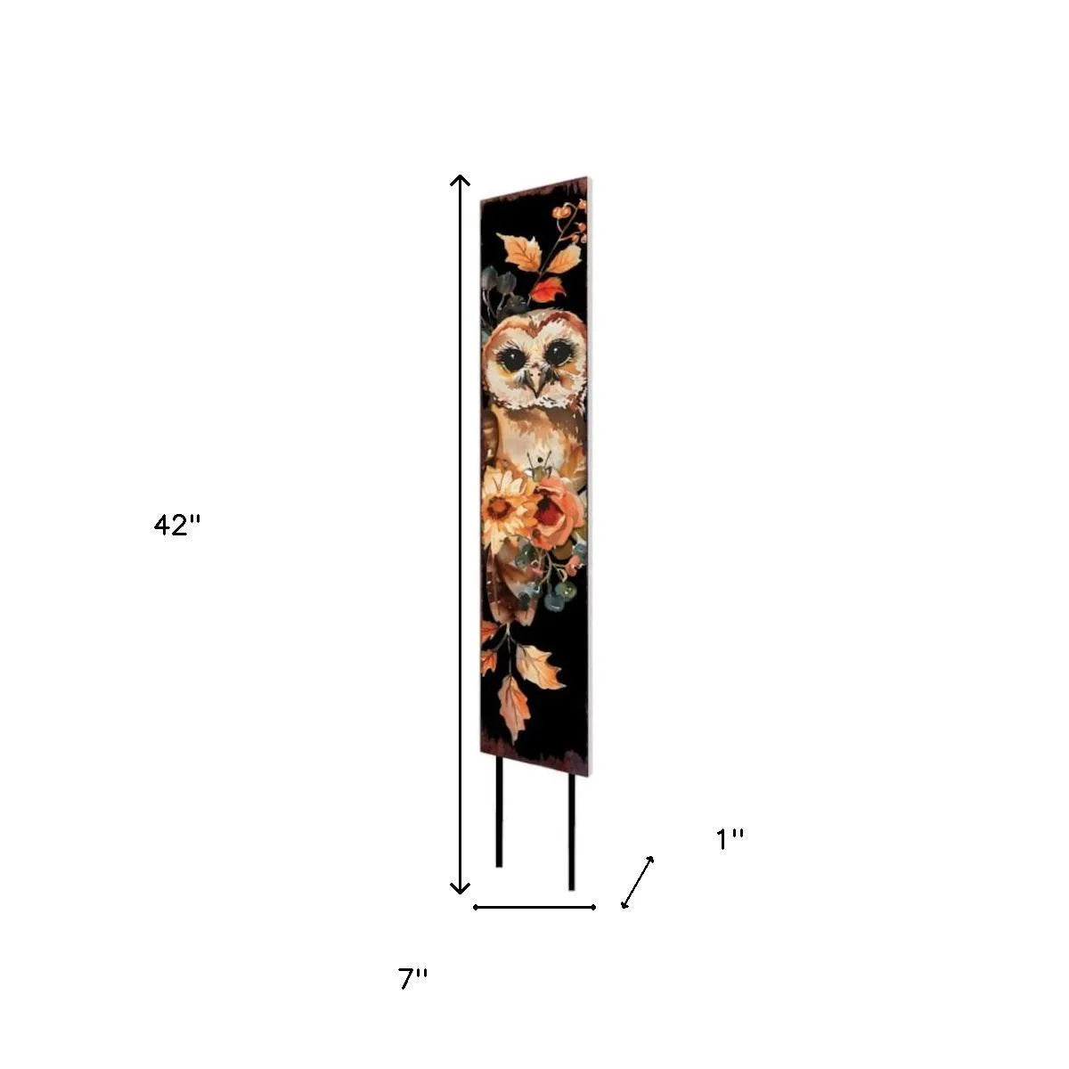 HMS 42\" Solid Wood Birds Garden Stake with White and Brown Floral Bouquet Elegant Outdoor Ornament