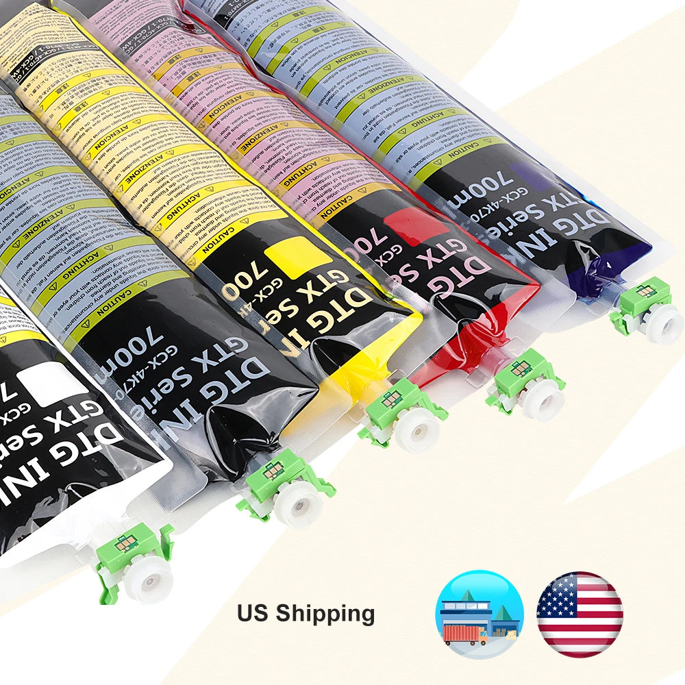 Eco Friendly GTX Ink Bags with Chip 700ml Ultra White Coverage Skin Safe for Brother GTX Printer 600 400 422 423 424 425 600