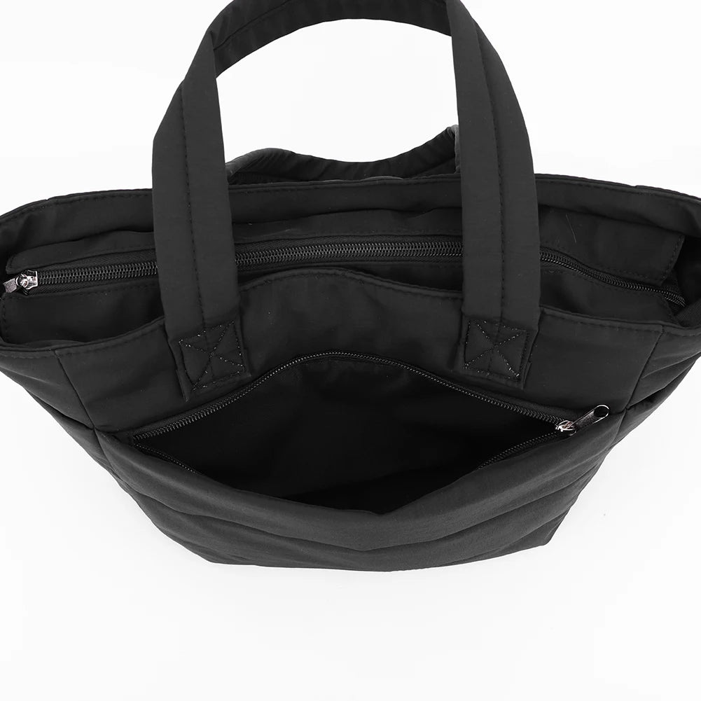Puffer Tote Bag for Women Lightweight Down Cotton Padded Crossbody Bag Large Capacity Handbag Puffy Purse for Shopping Travel ?-World Bazaar Life